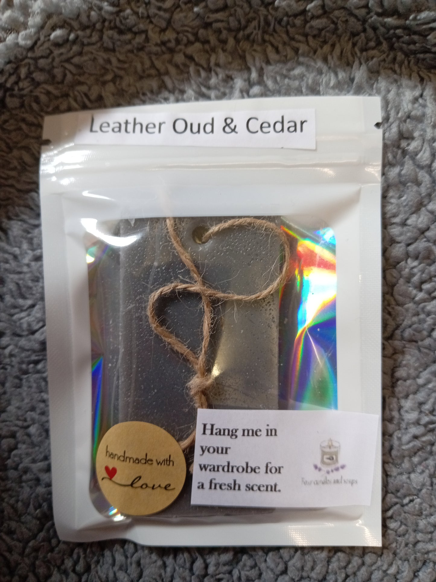 Leather oud and Cedar Wardrobe Freshener