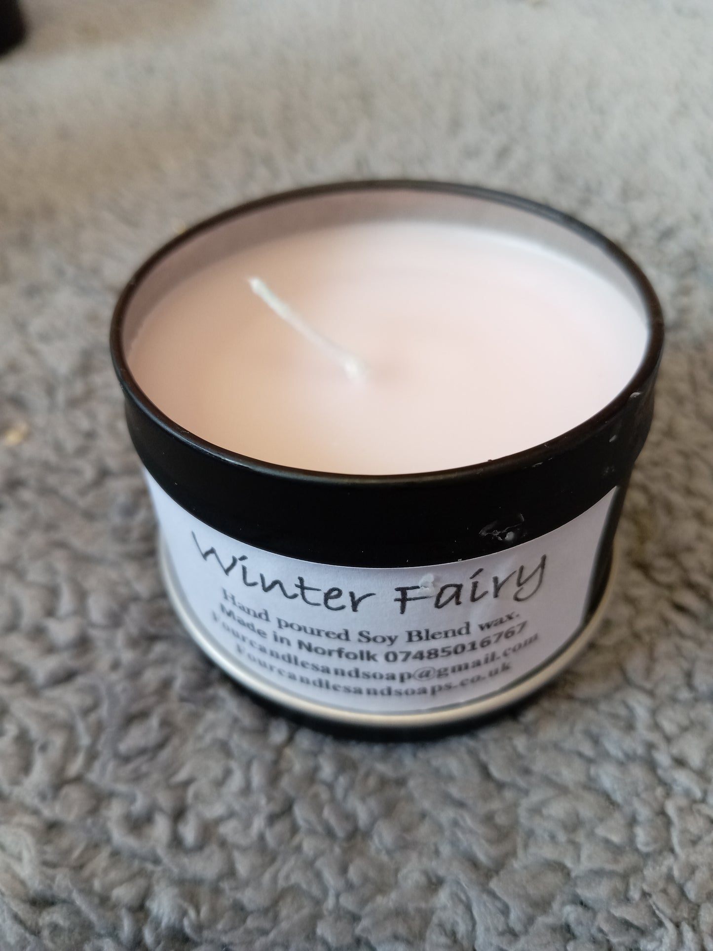 Winter fairy snow fairy 75g candle In a tin