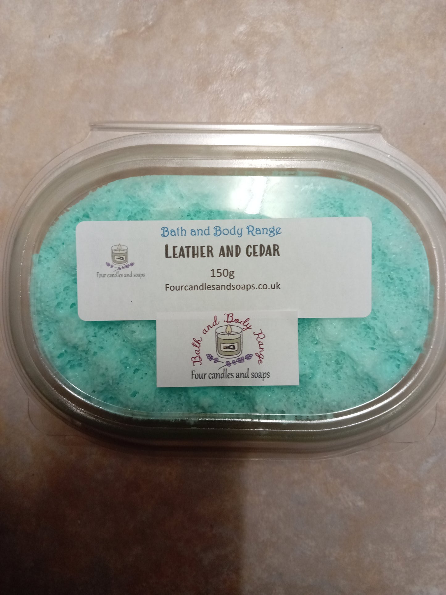 Leather Oud and Cedar Soap infused sponge