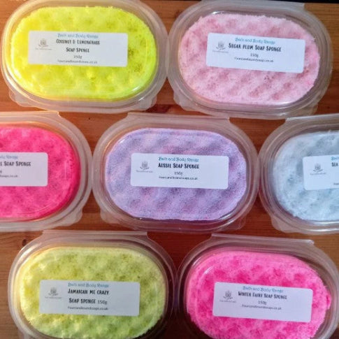 Assorted exfoliating soap sponge by Four Candles & Soaps