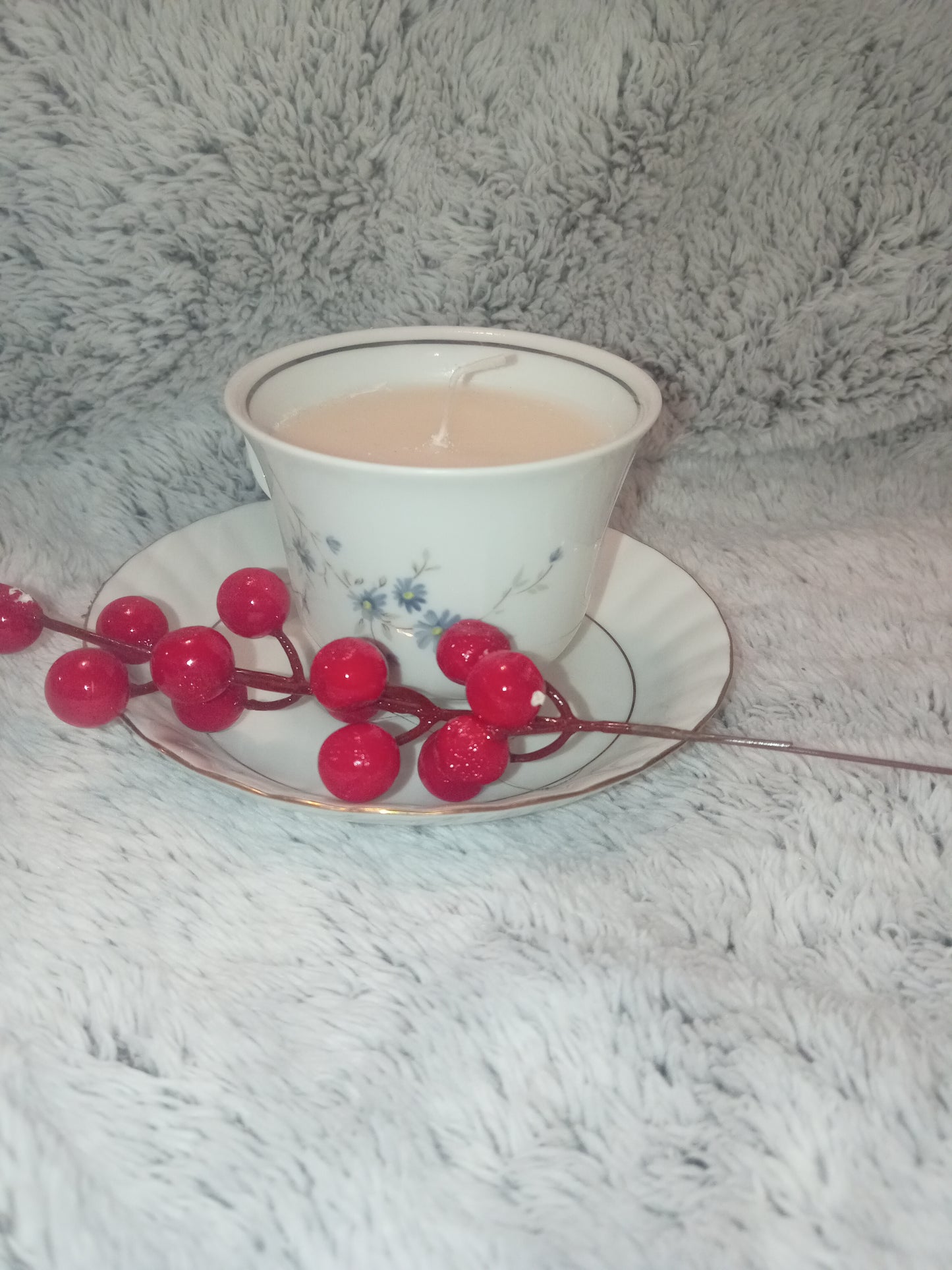 Vanilla Teacup candle floral cup