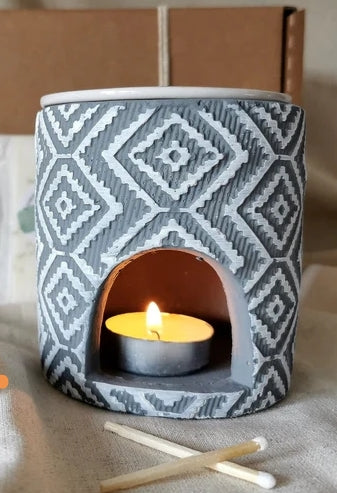Blue concrete oil wax melt burner