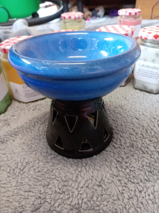 Blue deep bowled oil wax melt burner