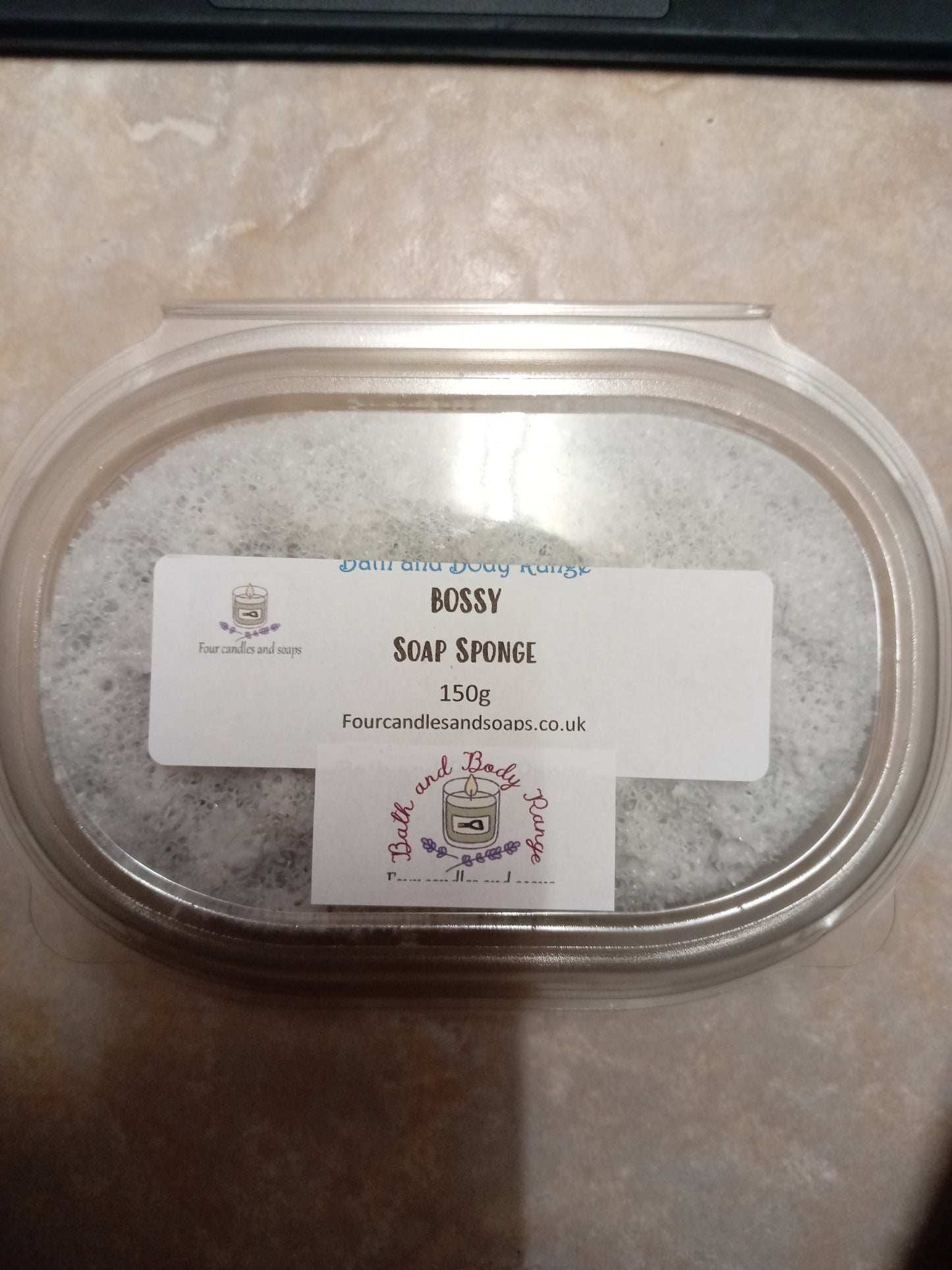 Bossy soap infused sponge. Hugo Boss dupe.