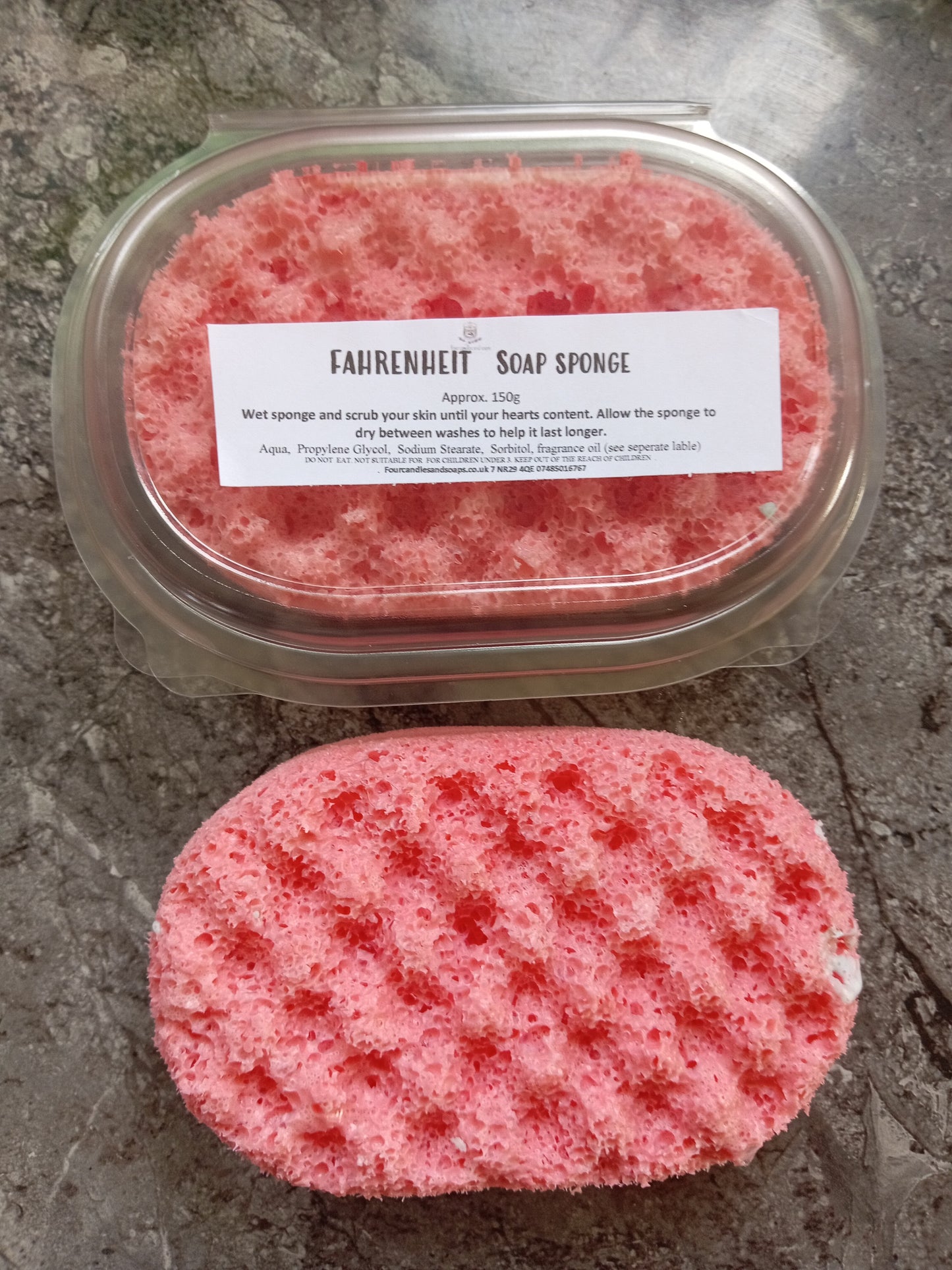 Fahrenheit soap sponge.